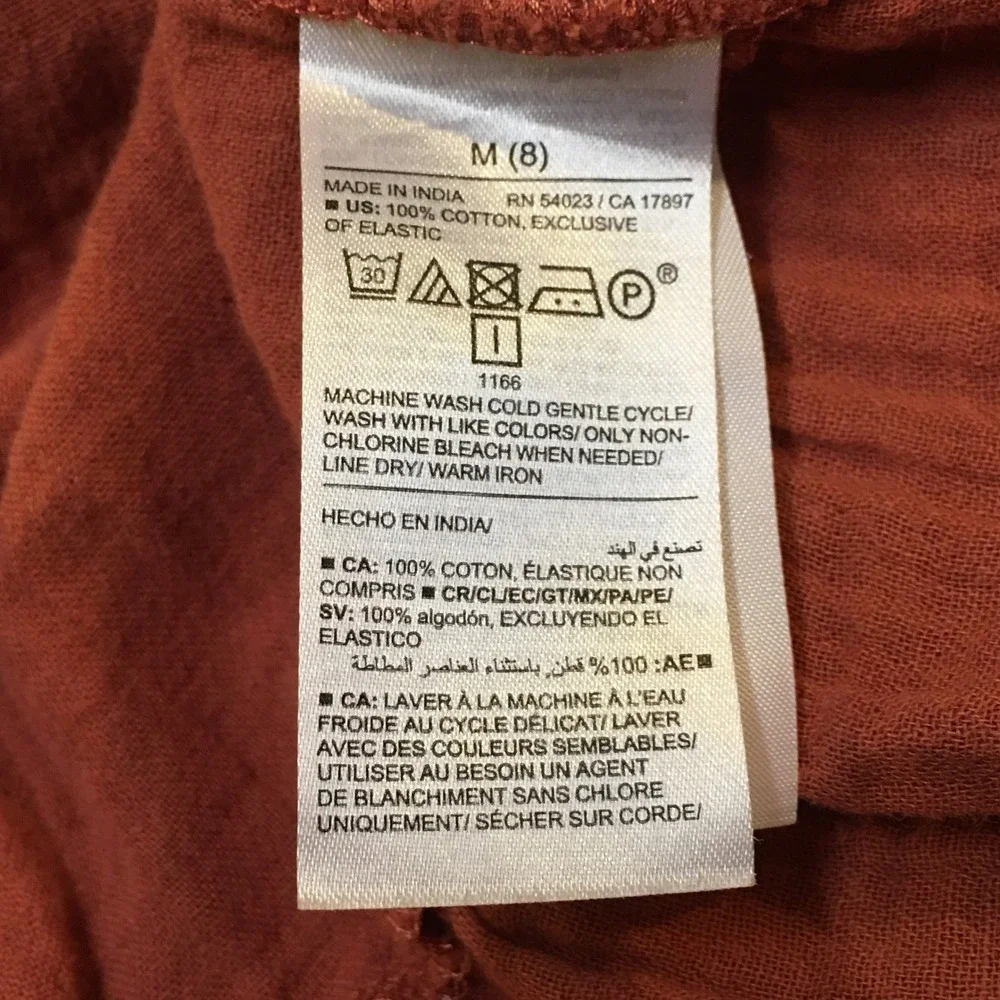 Old Navy Babydoll Dress Kids Size M 8 Molten Copper Smocked Long Sleeve Gauze